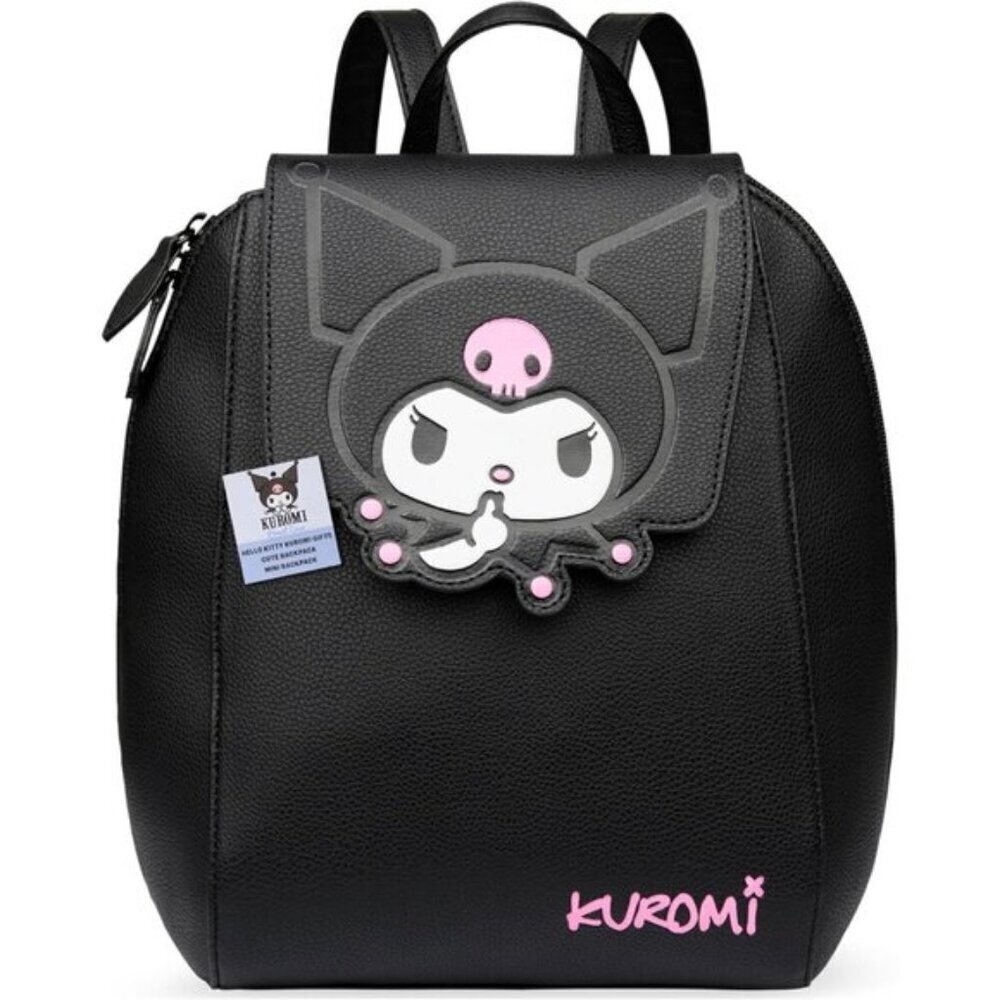⚡Women Teens Black Kuromi Mini PU Leather Adjustable Straps Kawaii Travel Bag - Picture 1 of 6